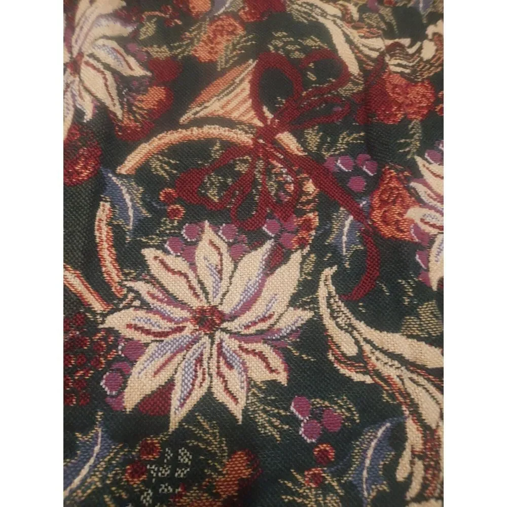 Goodwin Weaver 100% Cotton Tapestry Throw Made In Usa 42x63‎ Poinsettias